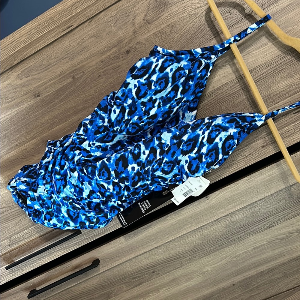 Blue Leopard Print One Piece Swimsuit
